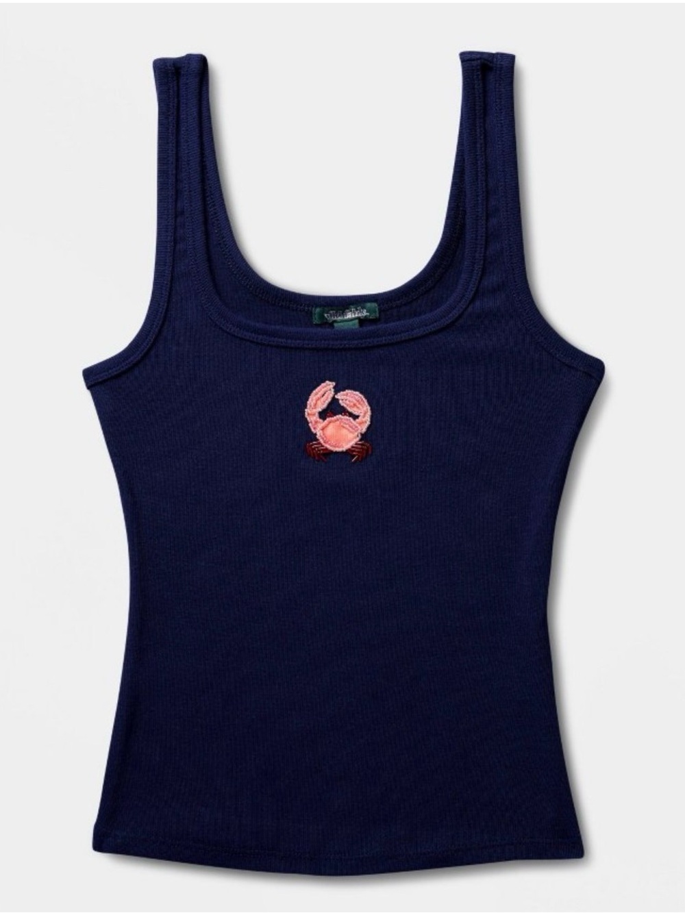 wild fable Navy Ribbed Tank with Pink Crab Patch